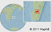 Savanna Style Location Map of Ikalamavony, hill shading