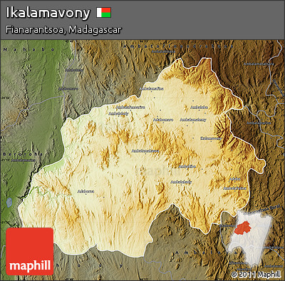 Physical Map of Ikalamavony, darken