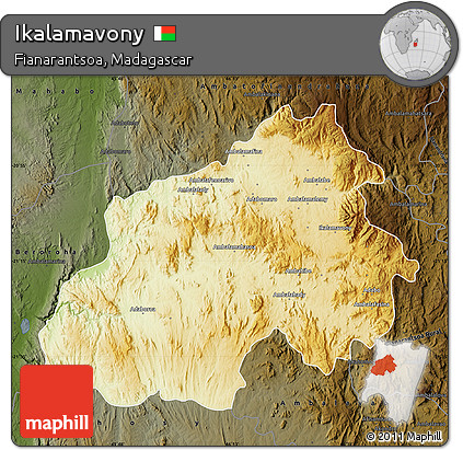 Physical Map of Ikalamavony, darken