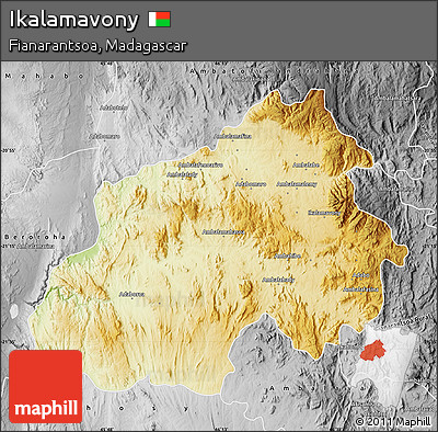 Physical Map of Ikalamavony, desaturated