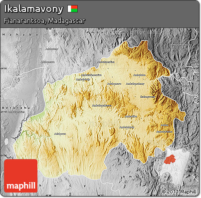Physical Map of Ikalamavony, desaturated
