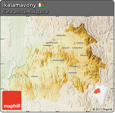 Physical Map of Ikalamavony, lighten