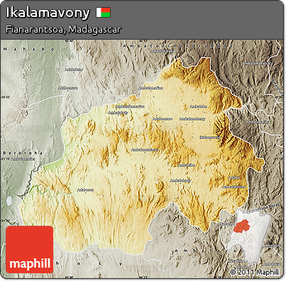 Physical Map of Ikalamavony, semi-desaturated