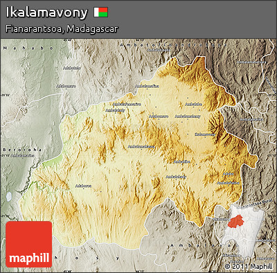 Physical Map of Ikalamavony, semi-desaturated