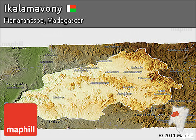 Physical Panoramic Map of Ikalamavony, darken