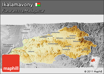 Physical Panoramic Map of Ikalamavony, desaturated