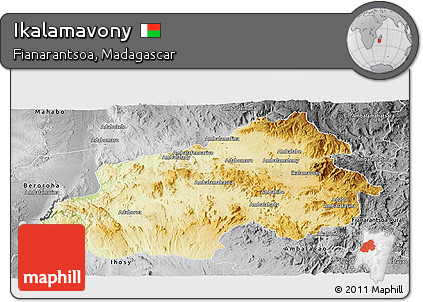 Physical Panoramic Map of Ikalamavony, desaturated