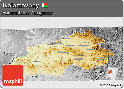 Physical Panoramic Map of Ikalamavony, desaturated
