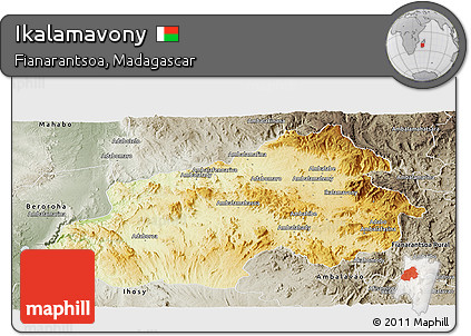 Physical Panoramic Map of Ikalamavony, semi-desaturated
