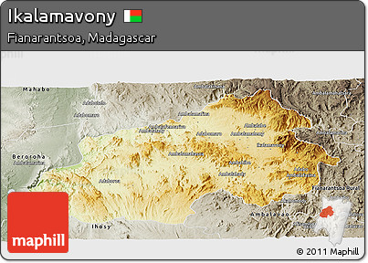 Physical Panoramic Map of Ikalamavony, semi-desaturated