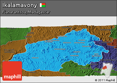 Political Panoramic Map of Ikalamavony, darken