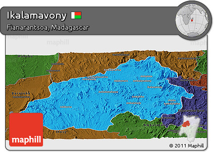 Political Panoramic Map of Ikalamavony, darken