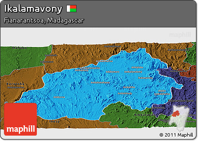 Political Panoramic Map of Ikalamavony, darken