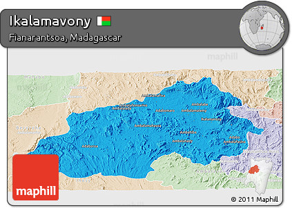 Political Panoramic Map of Ikalamavony, lighten