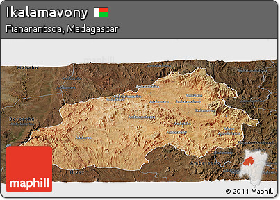 Satellite Panoramic Map of Ikalamavony, darken