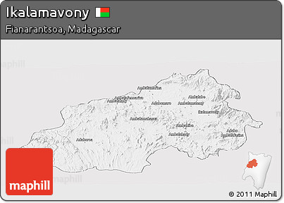 Silver Style Panoramic Map of Ikalamavony, single color outside