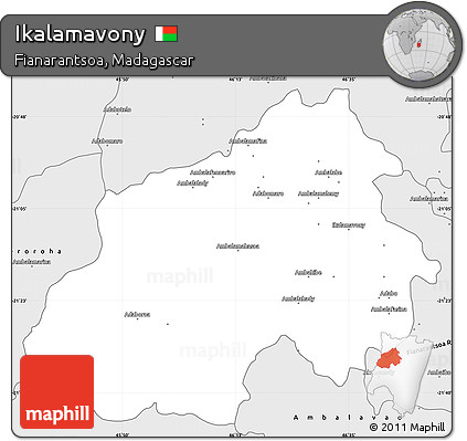 Silver Style Simple Map of Ikalamavony