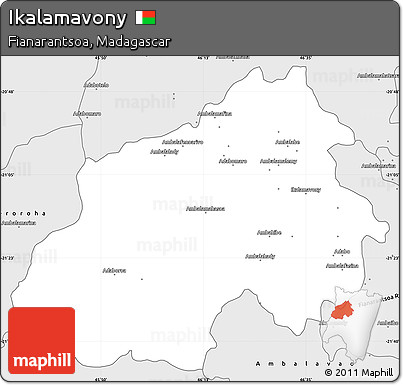 Silver Style Simple Map of Ikalamavony