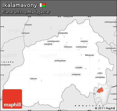 Silver Style Simple Map of Ikalamavony