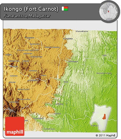 Physical 3D Map of Ikongo (Fort Carnot)