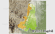 Physical 3D Map of Ikongo (Fort Carnot), semi-desaturated