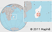 Gray Location Map of Ikongo (Fort Carnot), highlighted country, within the entire country