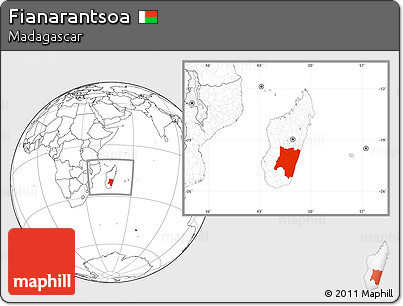 Blank Location Map of Fianarantsoa, within the entire country