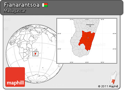 Blank Location Map of Fianarantsoa, highlighted country