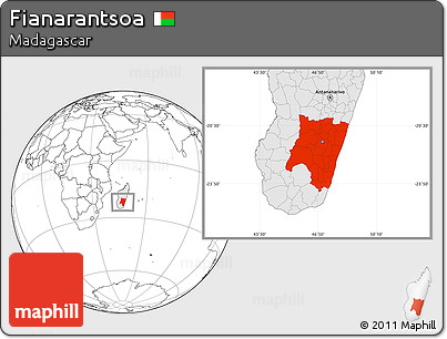 Blank Location Map of Fianarantsoa, highlighted country