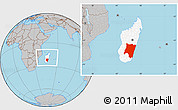 Gray Location Map of Fianarantsoa, highlighted country, within the entire country