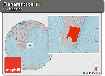 Gray Location Map of Fianarantsoa, hill shading