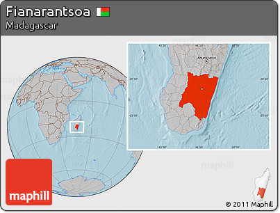 Gray Location Map of Fianarantsoa, hill shading