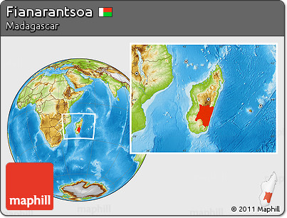 Physical Location Map of Fianarantsoa, within the entire country