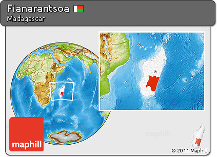 Physical Location Map of Fianarantsoa, highlighted country, within the entire country