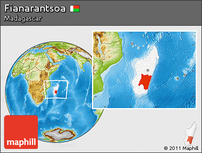 Physical Location Map of Fianarantsoa, highlighted country, within the entire country