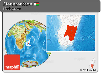 Physical Location Map of Fianarantsoa, highlighted country