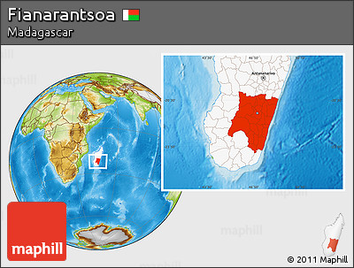 Physical Location Map of Fianarantsoa, highlighted country