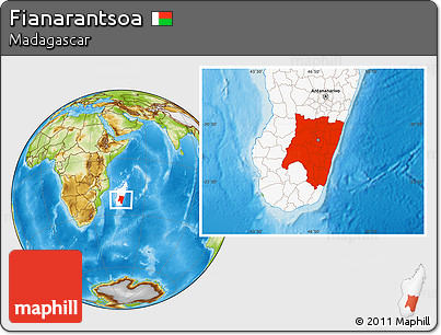 Physical Location Map of Fianarantsoa, highlighted country