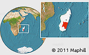 Satellite Location Map of Fianarantsoa, highlighted country, within the entire country