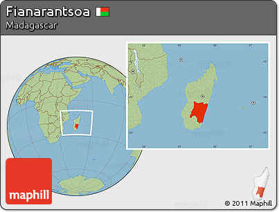 Savanna Style Location Map of Fianarantsoa, within the entire country