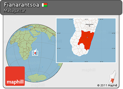 Savanna Style Location Map of Fianarantsoa, highlighted country