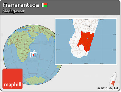 Savanna Style Location Map of Fianarantsoa, highlighted country
