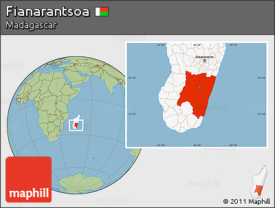 Savanna Style Location Map of Fianarantsoa, highlighted country