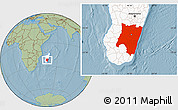Savanna Style Location Map of Fianarantsoa, highlighted country, hill shading