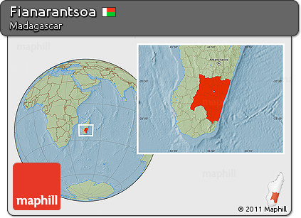 Savanna Style Location Map of Fianarantsoa, hill shading