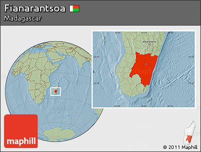 Savanna Style Location Map of Fianarantsoa, hill shading