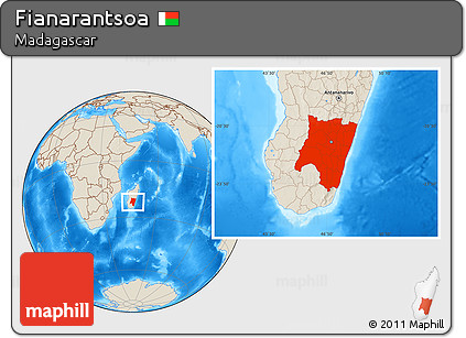 Shaded Relief Location Map of Fianarantsoa