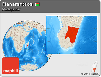 Shaded Relief Location Map of Fianarantsoa