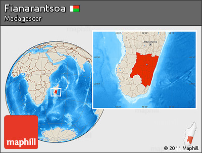 Shaded Relief Location Map of Fianarantsoa
