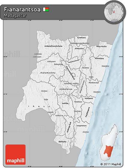 Gray Map of Fianarantsoa, single color outside